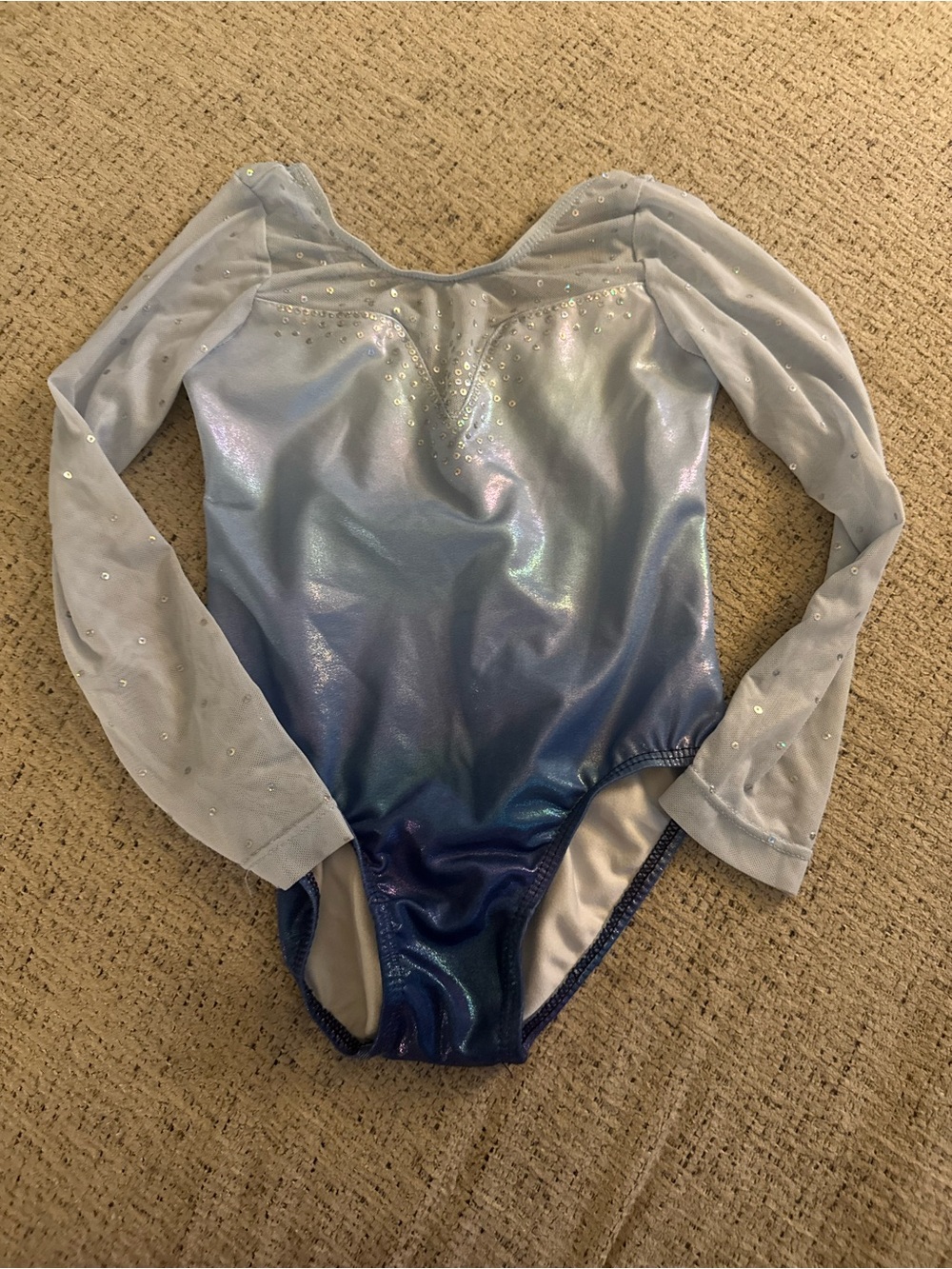Girls' Iridescent Blue Ombre Long-Sleeve One-Piece